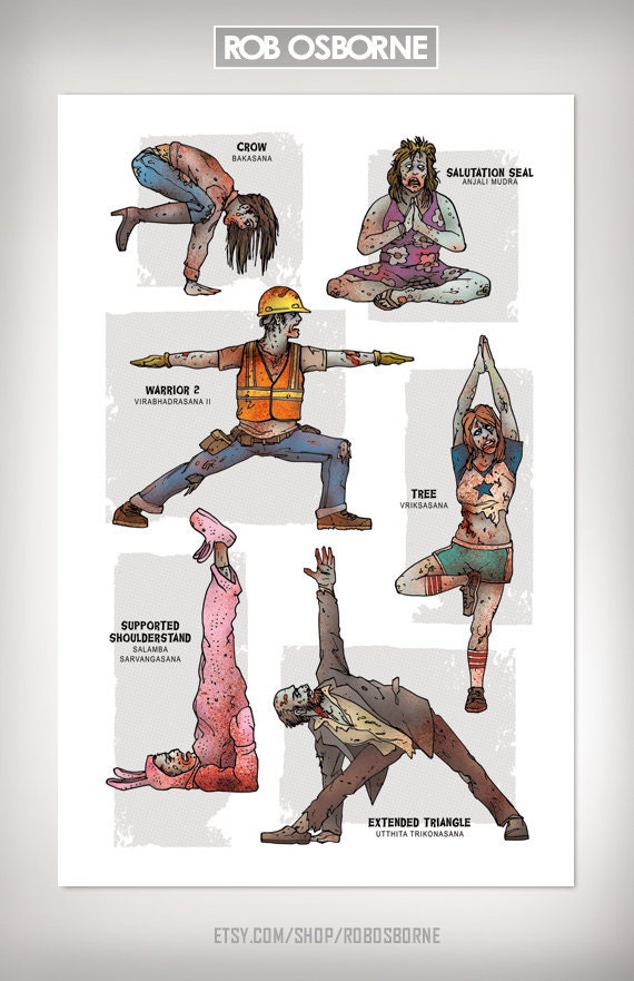 ZOMBIE YOGA Art Print 11x17 by Rob Osborne