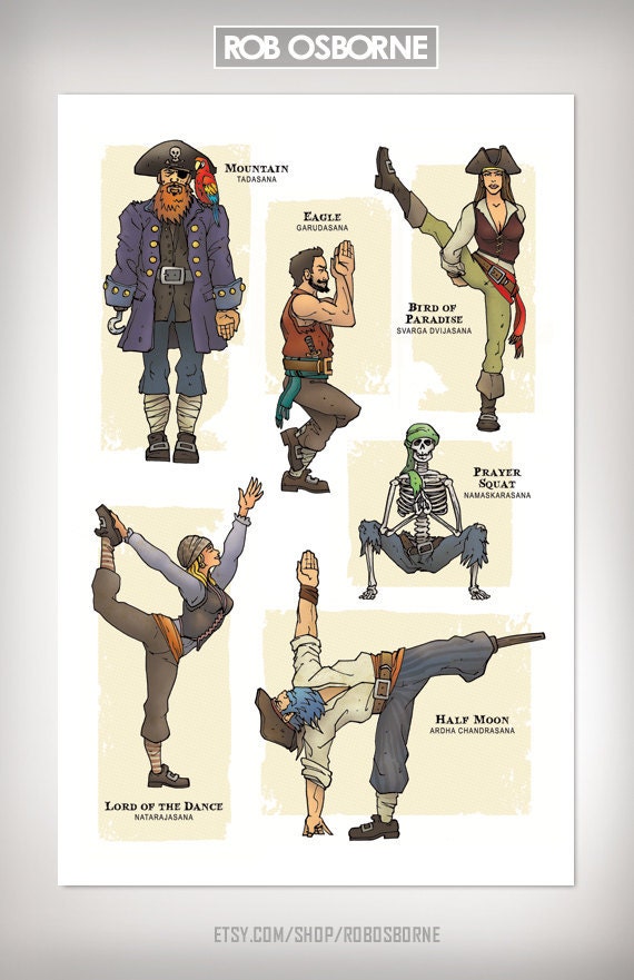 PIRATE YOGA Super Pop Art Print 11x17 by Rob Osborne