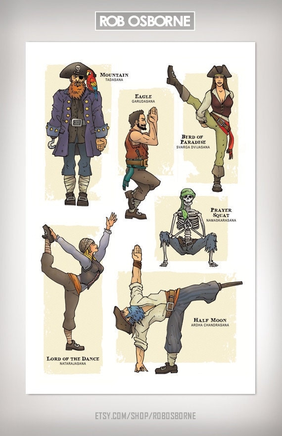 PIRATE YOGA Super Pop Art Print 11x17 by Rob Osborne