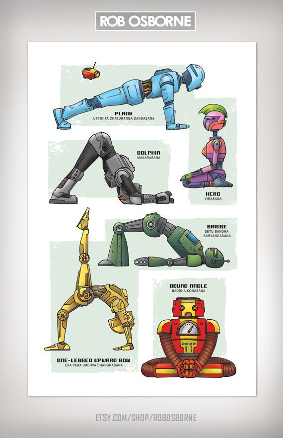 ROBOT YOGA Super Pop Art Print 11x17 by Rob Osborne