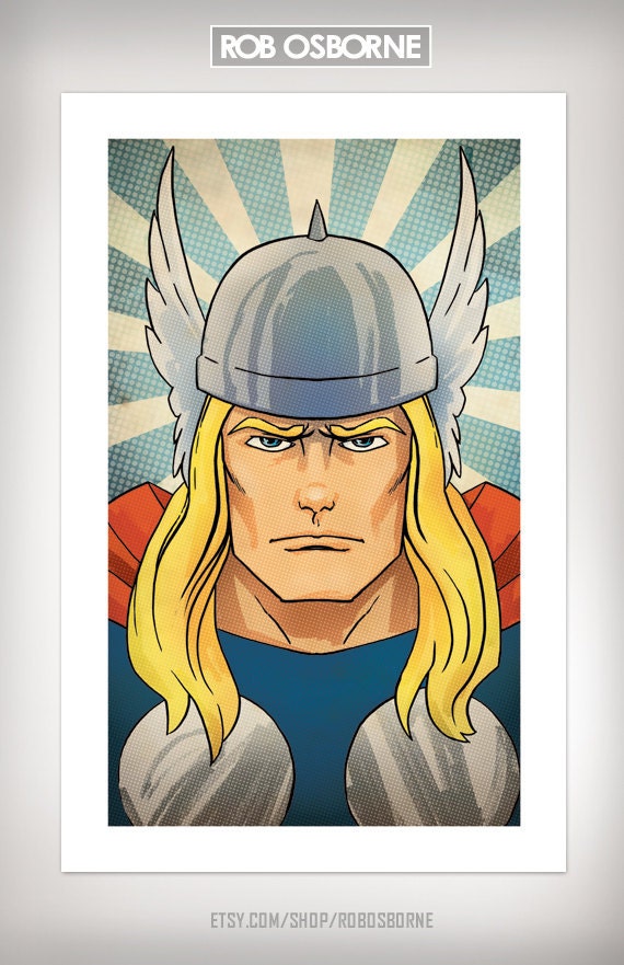Avengers THOR Comic Book Superhero Pop Art Print 11x17 by Rob Osborne