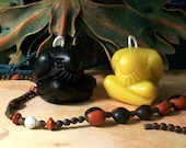 2 Beeswax Black Idol Man Praying Man Primitive Man Candles