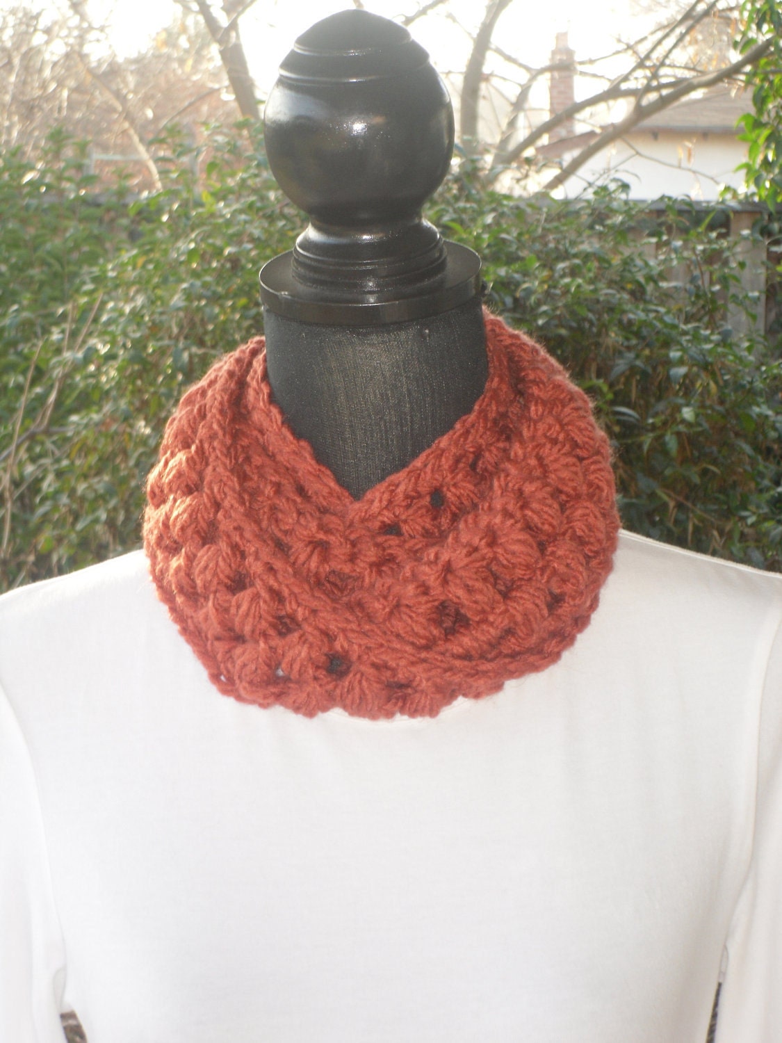 Necklace Skinny Infinity Eternity Cowl Scarf Copper Cluster Crochet MADE TO ORDER