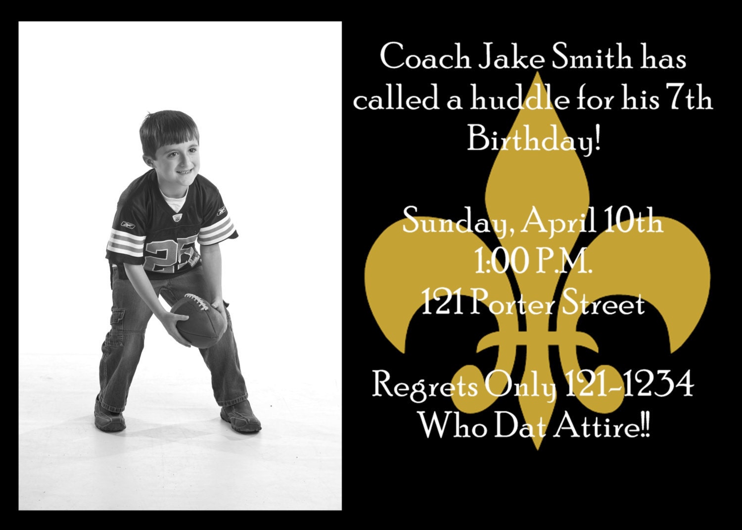 New Orleans Saints Birthday Invitation