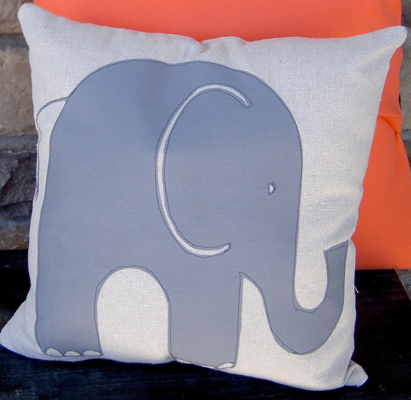 Grey Elephant Pillow