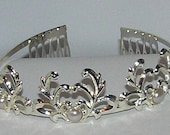 rhinestone TIARAS Silver  plated pearl  tiara with combs wedding bridal prom flower girl birthday party