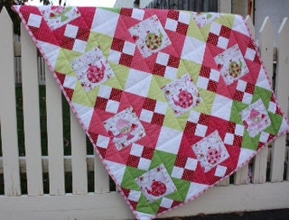 Quilt Pattern - Strawberries and Tea Cot Quilt - PDF Version