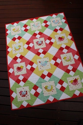 Sweet Little Birdie Cot Quilt