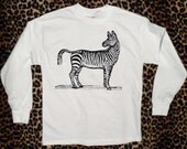 On Sale Handmade Printed  Zebra Long Sleeve T shirt Toddler size xtra small 2-4
