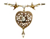 Victorian Heart Pendant  Necklace - Wedding Jewelry - Bridesmaid Necklace - Victorian Jewelry