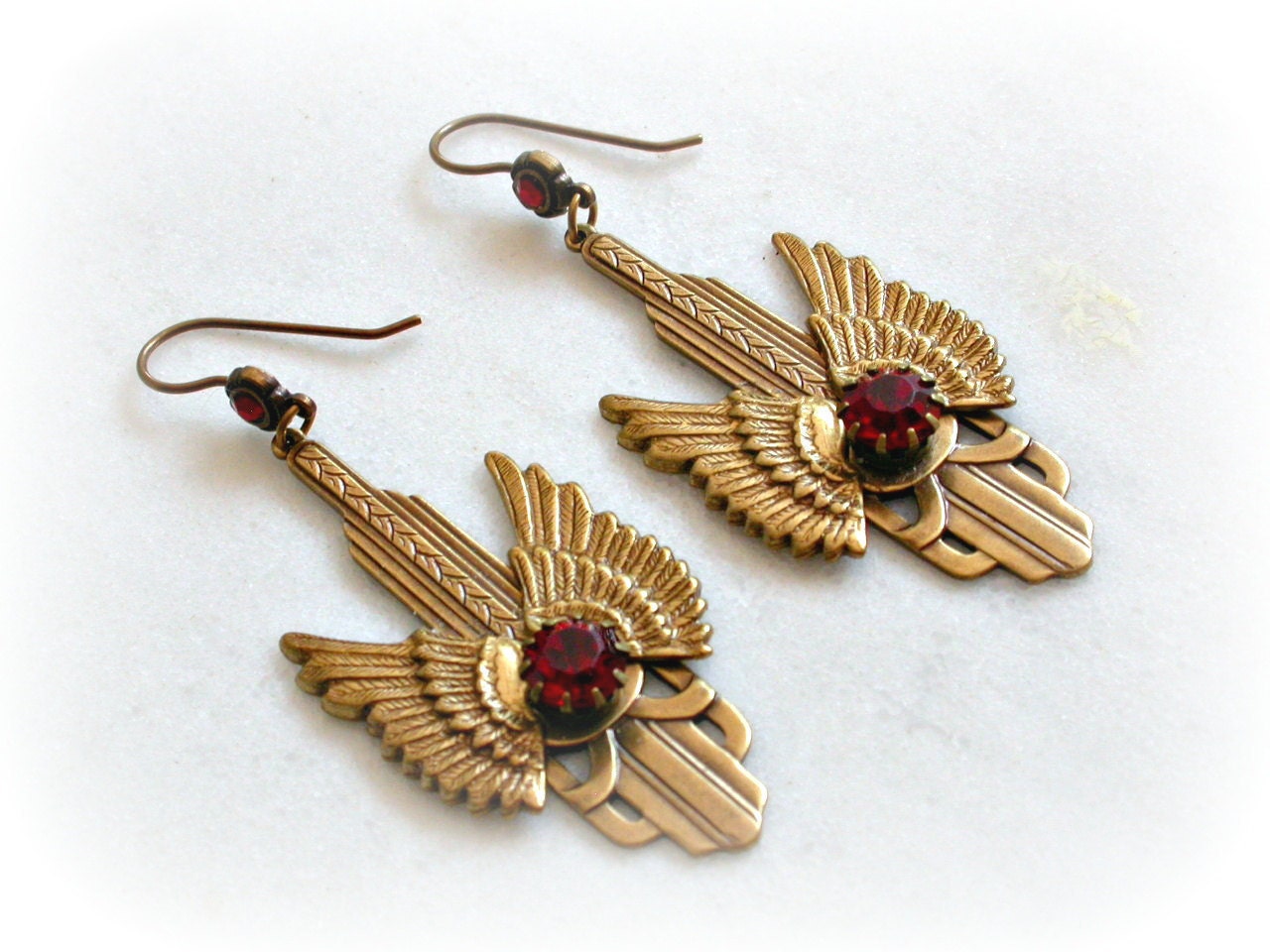 Ruby Dash - Gothic Brass Earrings - Fantasy Gothic Jewelry