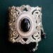 Victorian Silver Lace Oversized Cuff - Black Onyx Gemstone - Victorian Gothic Jewelry