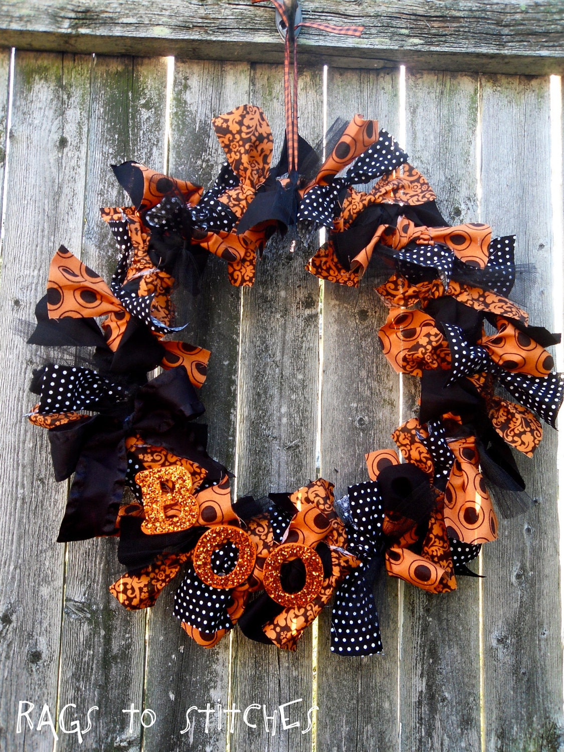 Halloween BOO Rag Wreath