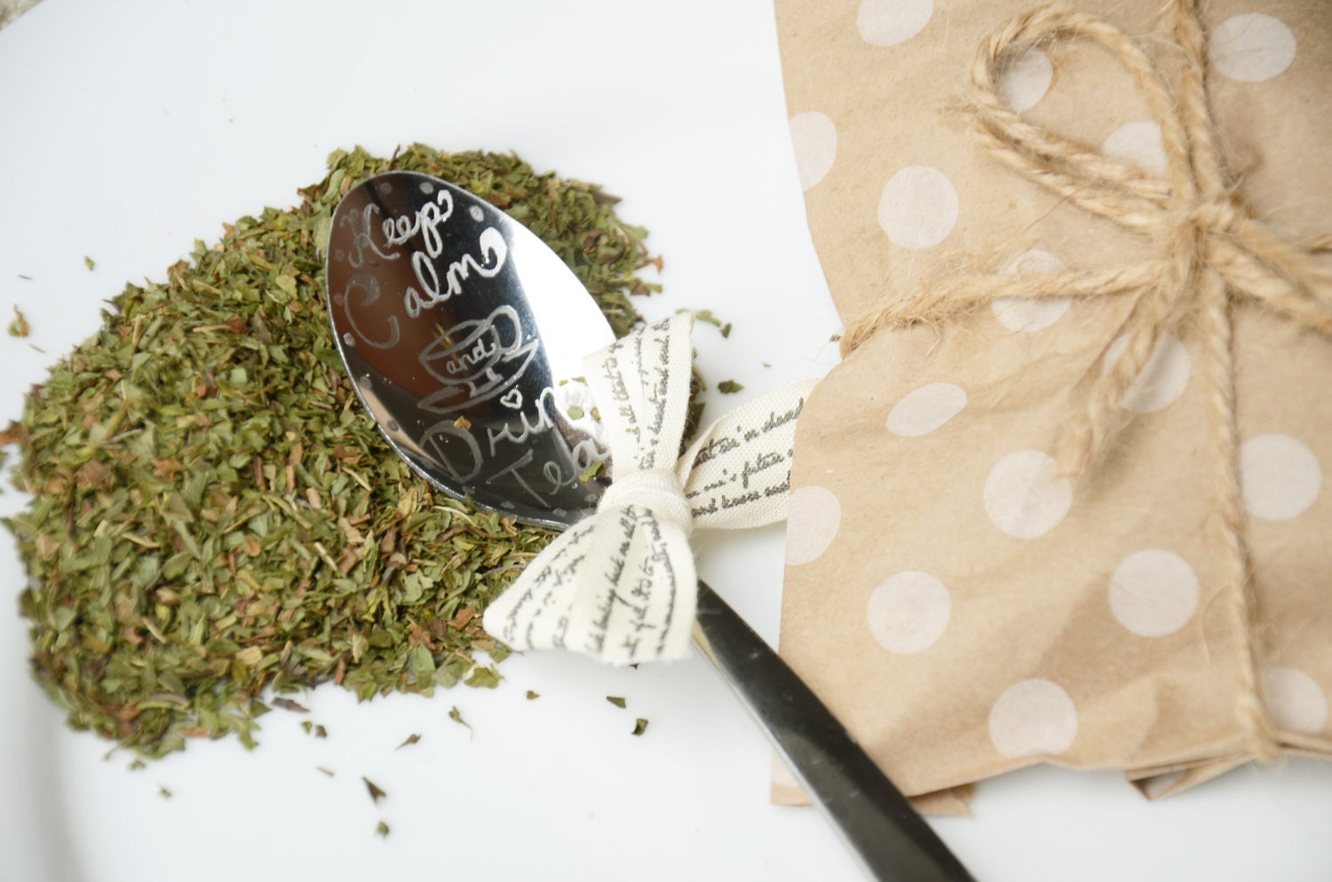5 Tea and Spoon Gift/ Favor Set - Keep Calm and Drink Tea-