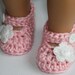 Baby Girl Crochet Pink White Sparkly Flower Mary Janes Baby Janes Shoes Booties Photo Prop Shower Gift Easter Spring
