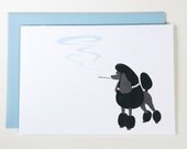 French Poodle Smoking a Cigarette - BLANK CARD