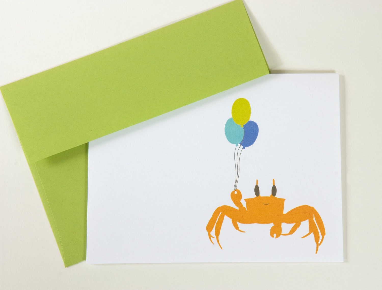 Birthday Card Perfect for Cancer- Party Crab Holding Balloons