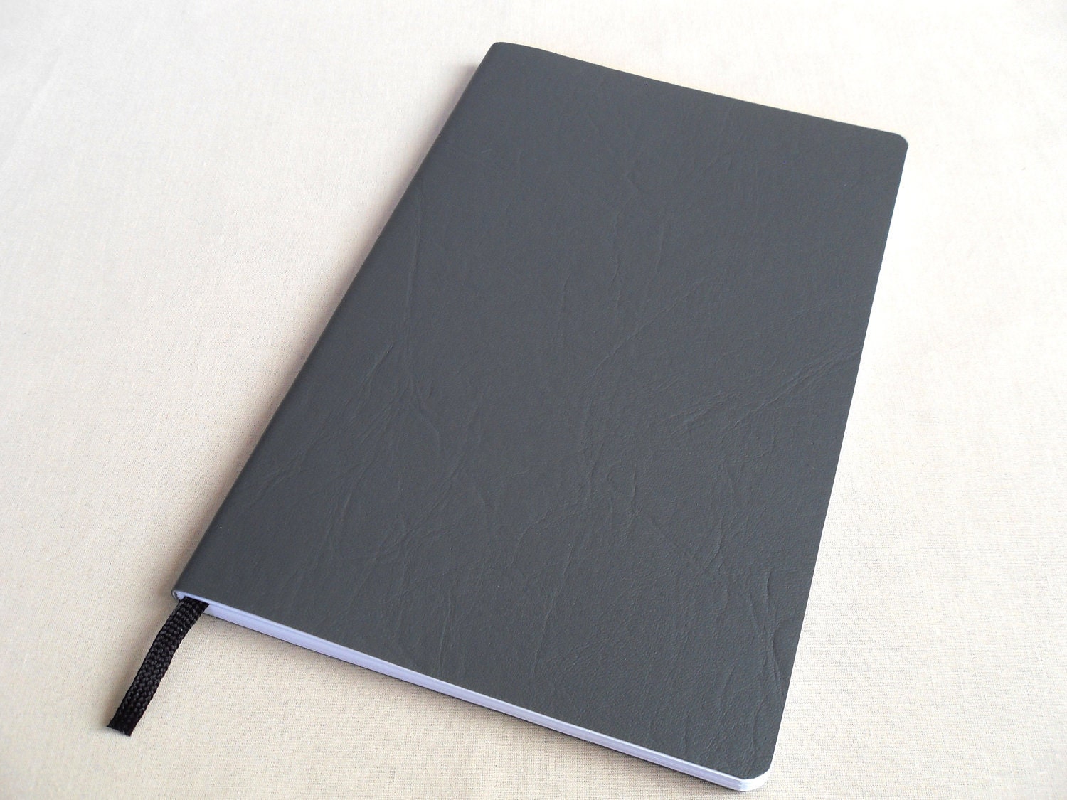 MEDIUM Faux Leather Journal Notebook, Grey, Soft-cover, Handbound