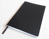 MEDIUM Faux Leather Journal, Black Notebook, Soft-cover, Handbound