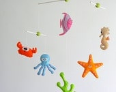 Lovely Ocean sea animals deco mobile. Choose your colors for an unique baby nursery mobile