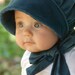 Blue corduroy baby bonnet