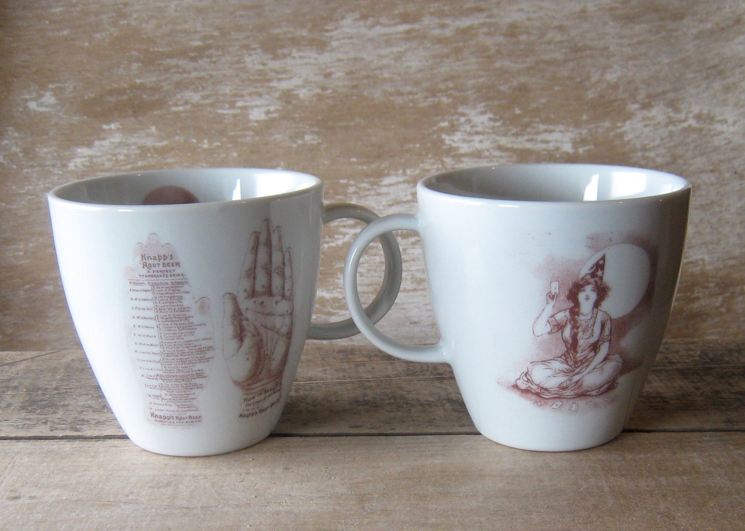 Mugs Victorian Palm Reading and Fortune Teller Pair