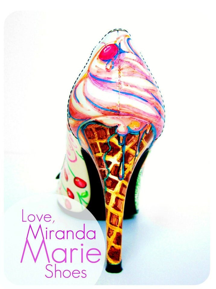 Hand Painted Bridal Shoes Cherry Ice Cream Heels