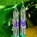 beaded tribal earrings, chain,  swarovski crystals, ooak