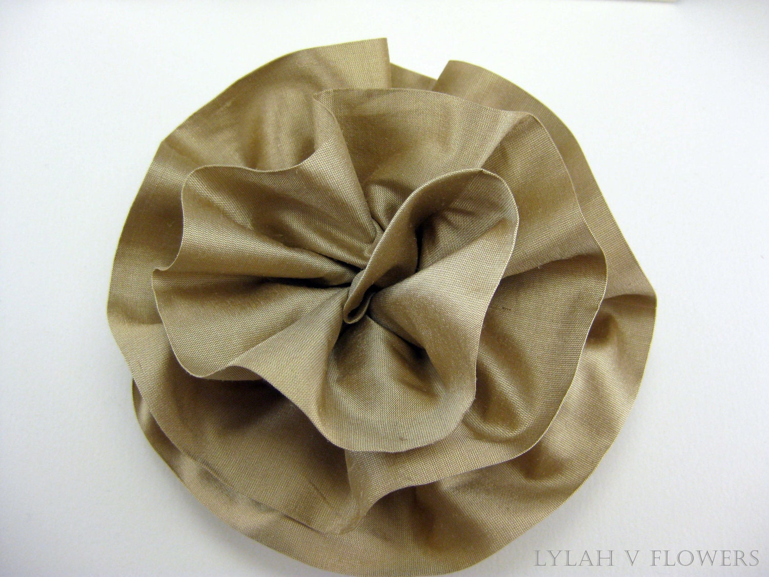 Silk Fabric Flower Brooch: Large Bloom in Gold