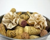 Silk Fabric Flower Hairpins - Flower Girl Hairpins - Extra Small Blooms in High Tea (2 PC)