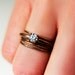 Rustic Peach Gold and Crystal Matte Bronze Stack Ring Set of 5, High Sparkle and Dynamic Contrast, Vintage Bronze Finish. Mother's Day gift