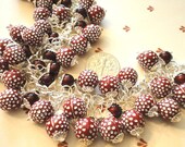 Burgundy Silver Dot Beaded Bracelet