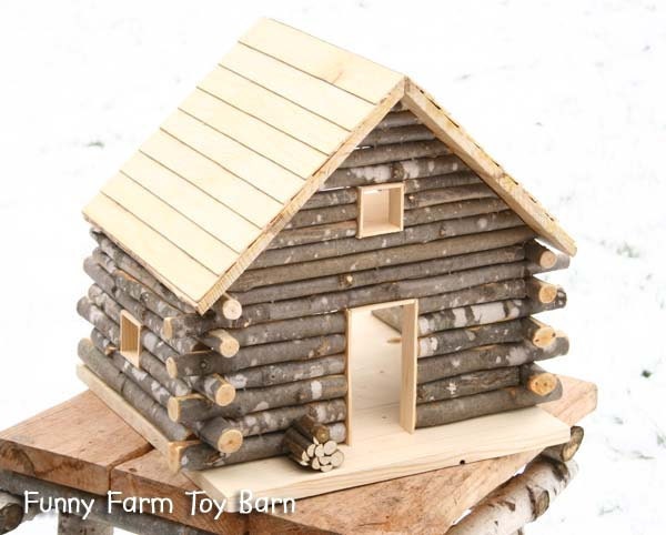Log Cabin Dollhouse Natural Waldorf Custom Sized Girl's Doll House Rustic
