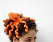Octopeep Fascinator Hair Clip. Tentacle. Headpiece. Biology Zoology Geek. Whimsical. Odd. Nerdy. Playful. Octopus. Orange.