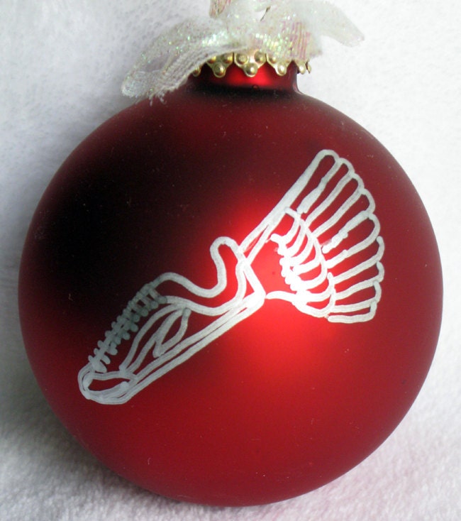 Hand painted track ornament with personalization available