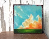 Glowing sunset clouds landscape original oil painting - Stormscape series twentyfour