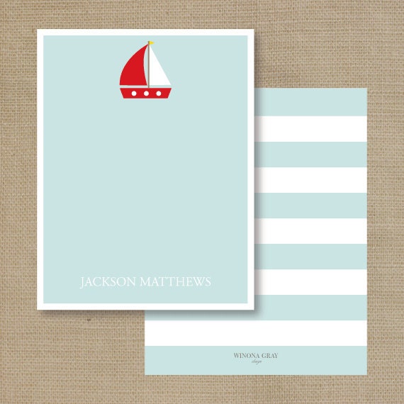 Sailboat Children's Personalized Flat Cards