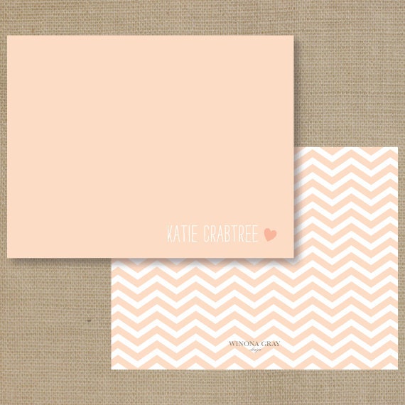 Sweetheart Chevron Flatcards - Women's Personalized Stationery