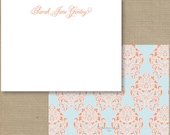 Damask Flat Cards - Women's Personalized Stationery