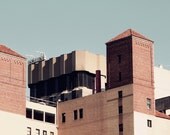 8x10 - Reality Shift - Retro Inspired Photography, Surreal Wall Decor, Modern Architecture, Pop Blue Brown Coral Red, Urban Street Art