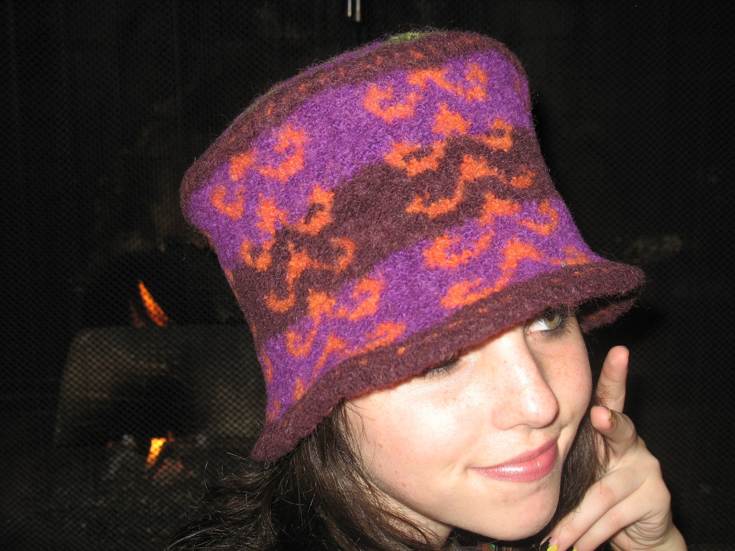 Warm and fun OOAK hat. Great for skiing, shopping, or sitting with a warm beverage...