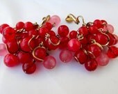 Red Pink Cha Cha Earrings w Caged Beads