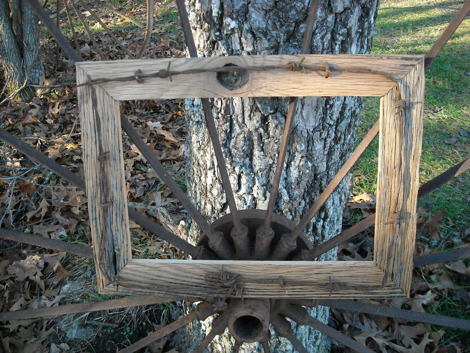 Rustic Reclaimed Barn Wood Picture Frame 5 X 7 - Barbed Wire Upcycled reclaimed wood Farmhouse country Chic