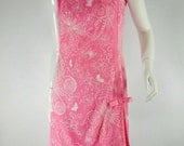 60s Shift Dress. Bubblegum Pink. Butterfly Print - sm