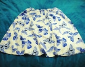 Sunday Picnic Butterfly Cotton skirt w elastic waist. Blue n black medium to xxl plus size
