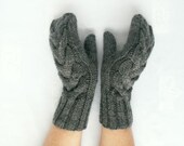 Beautiful Handmade Knit Mittens - Grey. Choose your colour.