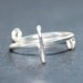 Sideways Cross Ring, Silver Wire Adjustable, Fits Your Size