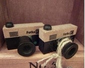 2Pcs Wooden Rubber Stamp - Vintage Style - Camera Stamp
