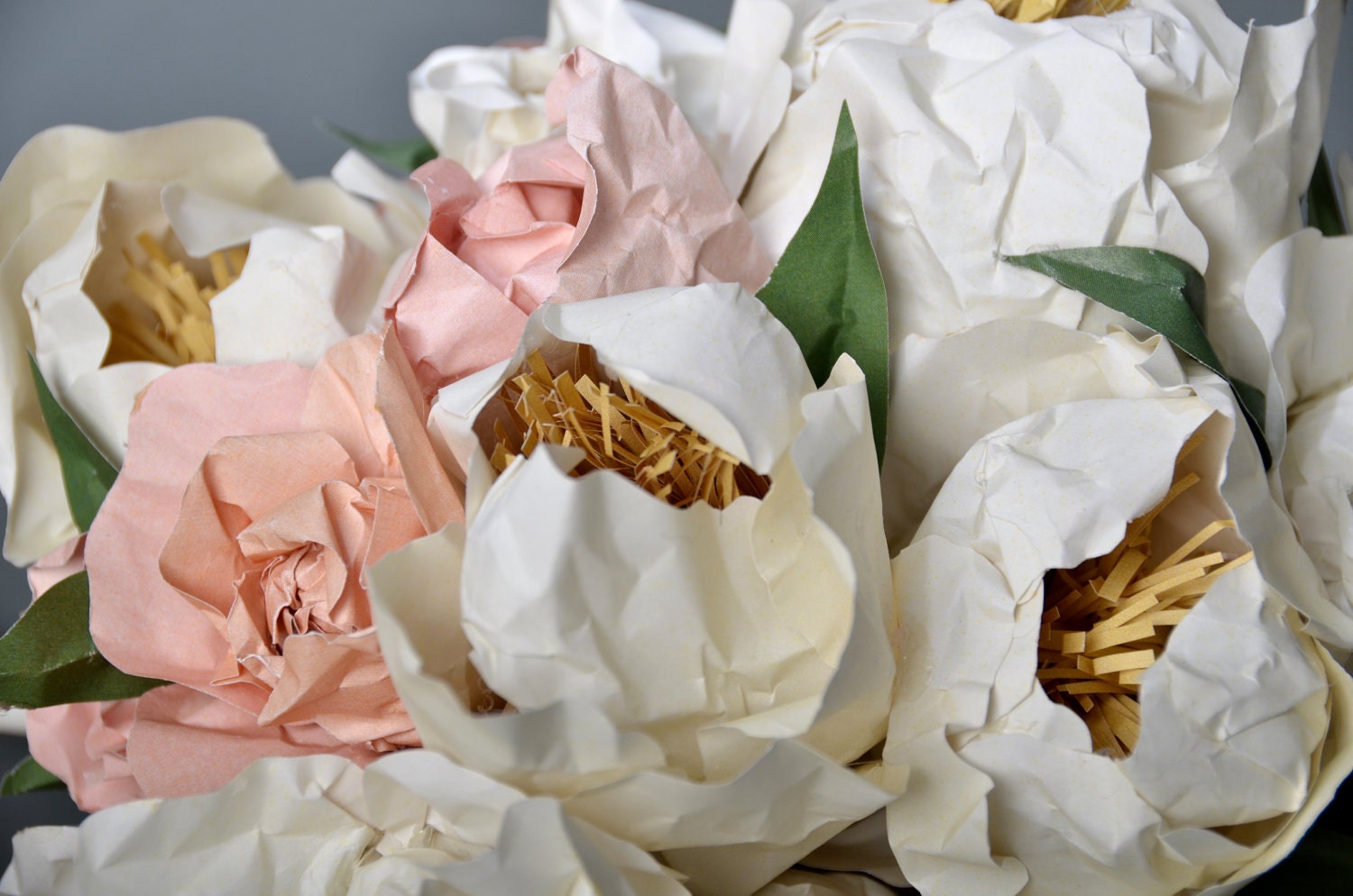 Custom made paper flower wedding bouquet