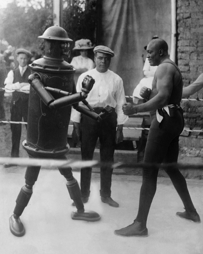 ROBOT vs BOXER steampunk BOILERPLATE signed photo print 12" x 16"